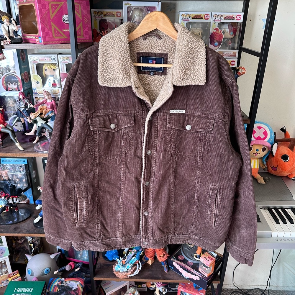 Vintage US Polo Assn Brown Corduroy Sherpa Jacket Men’s 2XL